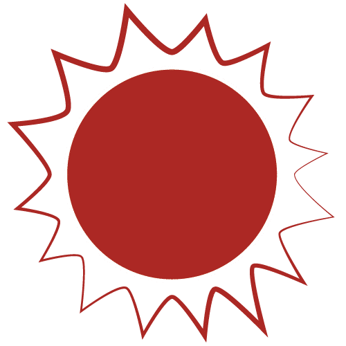 business transformation red sun icon