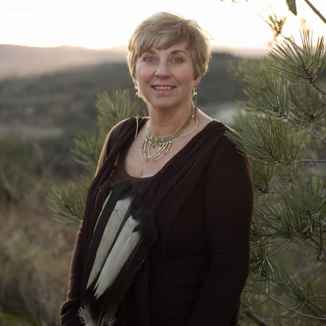 Sue Holmes Fire Horse (5) Shaman Sue Holmes sat talking to someone